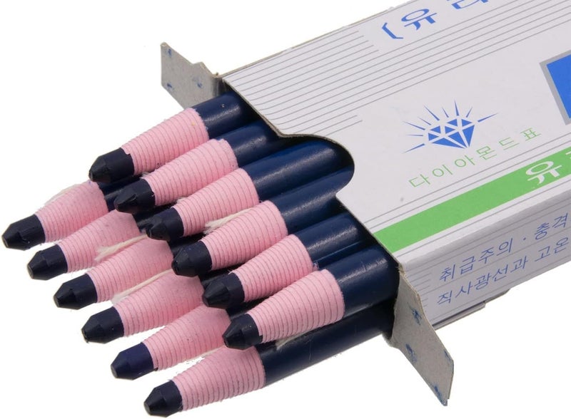 LENITH Korean Glass Markers Grease Pencils Peel-Off Type Grease Pencils/Wax Pencil for Vinyl, Metal, Skin, Paper, window glass, Checking Markers (12 Pencils) Color:Navy - Image 4